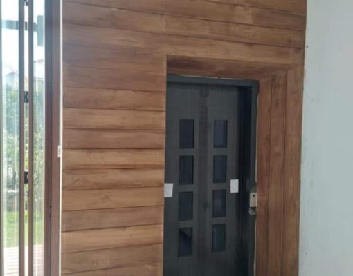 Local teak wooden wall paneling project in Sri Lanka
